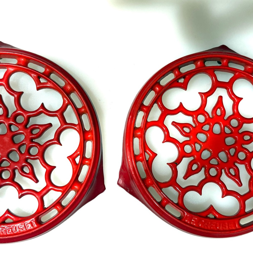 Le Creuset Cherry Red Cast Iron Trivets 2